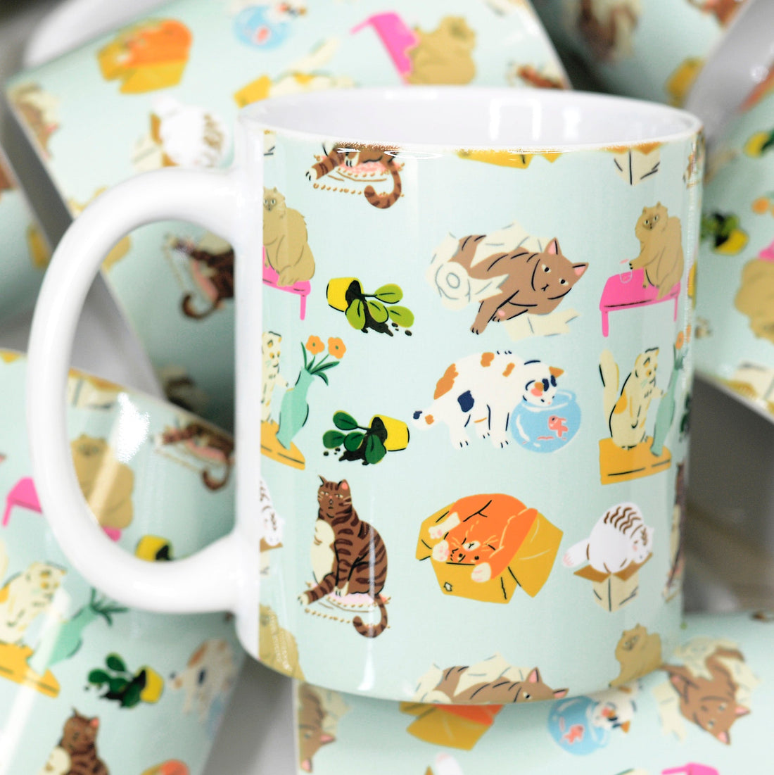Bad Cats Full Wrap Ceramic Mug – Funny Coffee Mug