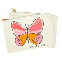 Antisocial Butterfly Makeup Bag | Funny Cosmetic Pouch