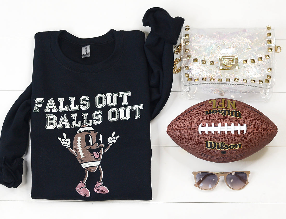 Falls Out Balls Out Football Sweatshirt (Black)
