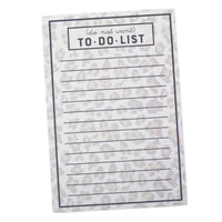 A lined notepad with a gray and white leopard print pattern, featuring a header that reads '(do not want) TO-DO LIST' inside a black border.