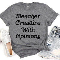 Bleacher Creature With Opinions Funny Sports Mom Graphic Tee
