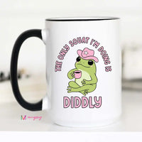 Ceramic coffee mug with frog that says 'Diddly Squat' – funny frog humor mug