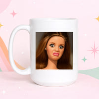 disgusted face funny coffee mug reaction meme retro doll sarcastic humor