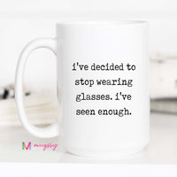 White mug with humorous text on a white background