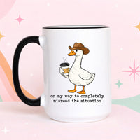 funny goose coffee mug cowboy hat cute animal sarcastic humor mug