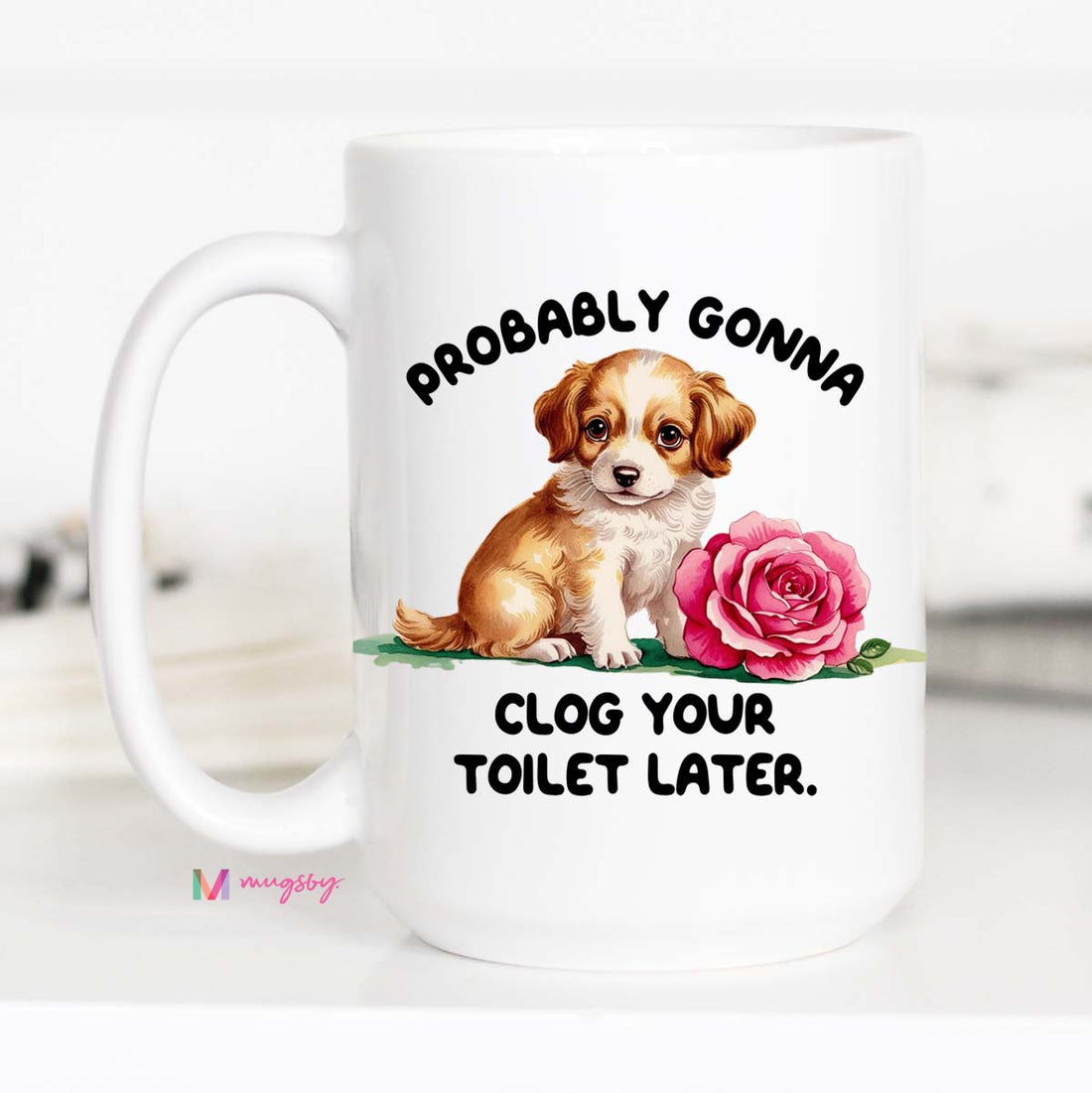All White Coffee Mug funny puppy