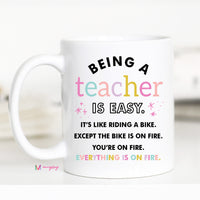 Being a Teacher is Easy Funny Coffee Mug – Funny Coffee Mug