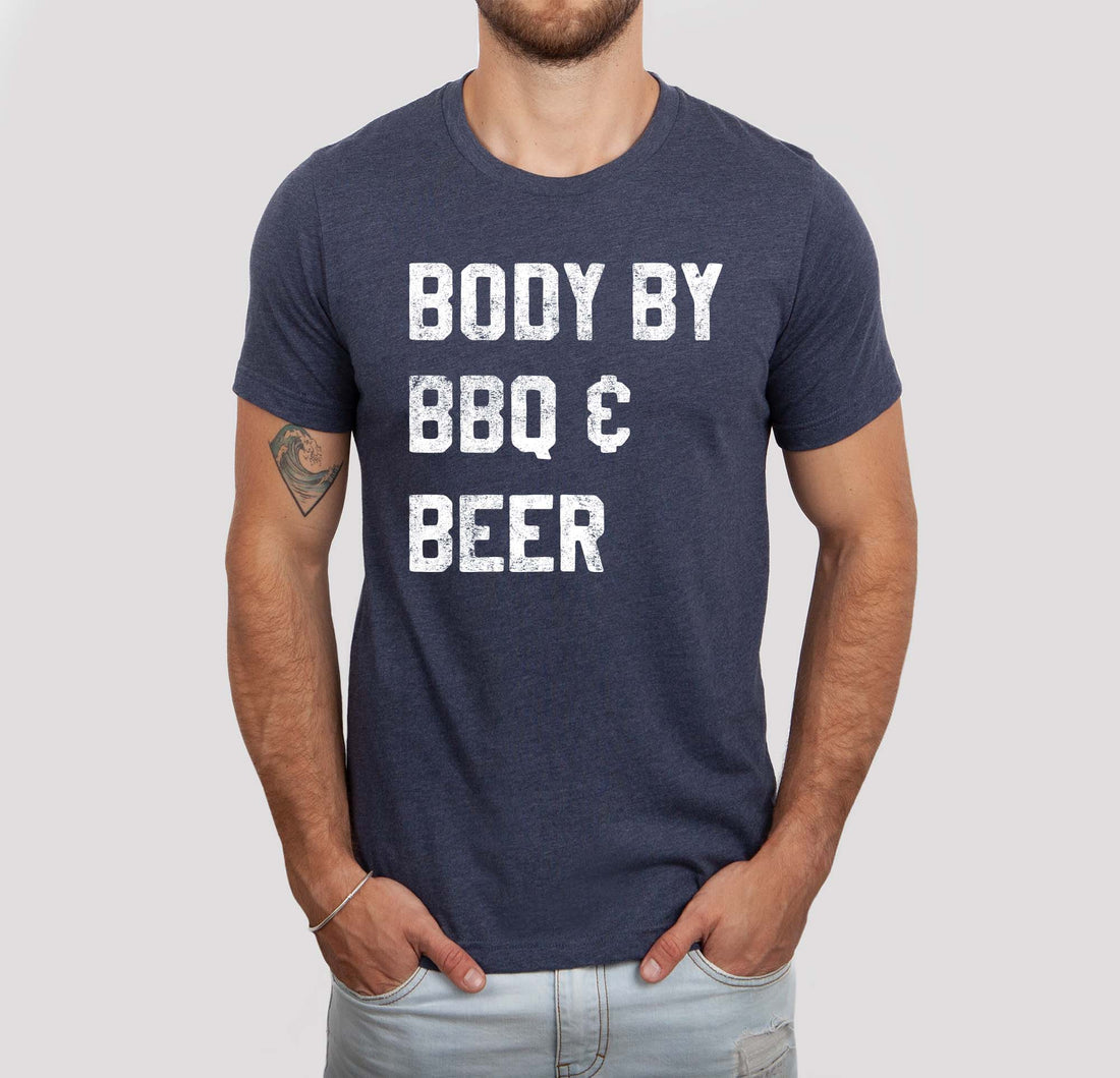 Body By BBQ and Beer Shirt (Navy), Father&
