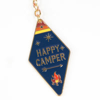 Camp Collection Soft Enamel Keychains - Happy Camper, Take a Hike, Adventure Awaits, and Wanderslut designs.