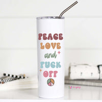 Peace Love and Fuck off Tall Travel Cup – Funny Coffee Mug