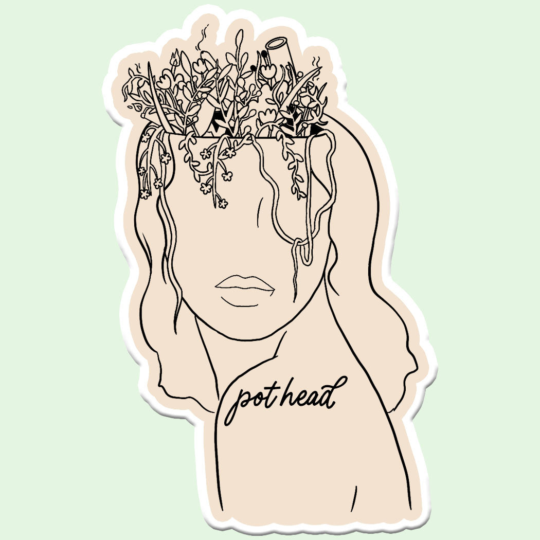 pothead coffee sticker Pot Head Funny Vinyl Sticker Decal – Funny Coffee Mug – Mugsby