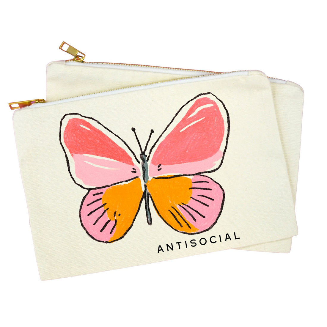 Antisocial Butterfly Makeup Bag | Funny Cosmetic Pouch