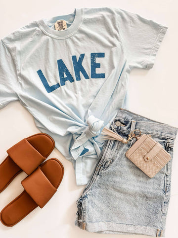 T-shirt with lake graphic and funny summer text – lake bum shirt