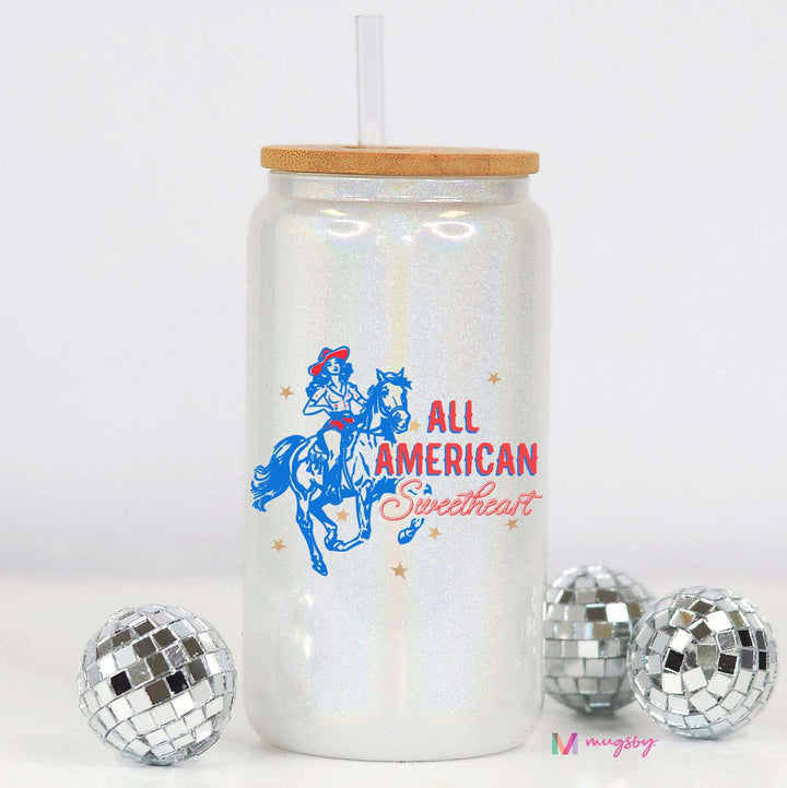 All American Sweetheart glitter glass