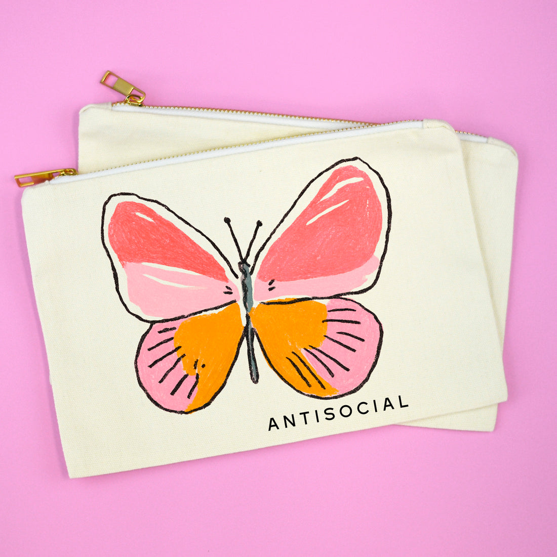 Antisocial Butterfly Makeup Bag | Funny Cosmetic Pouch