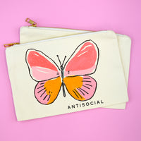 Antisocial Butterfly Makeup Bag | Funny Cosmetic Pouch