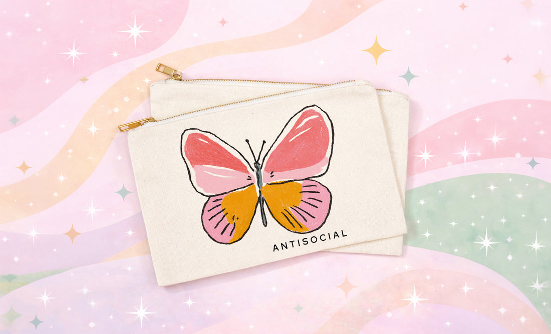 Antisocial Butterfly Makeup Bag | Funny Cosmetic Pouch