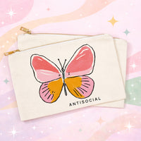 Antisocial Butterfly Makeup Bag | Funny Cosmetic Pouch
