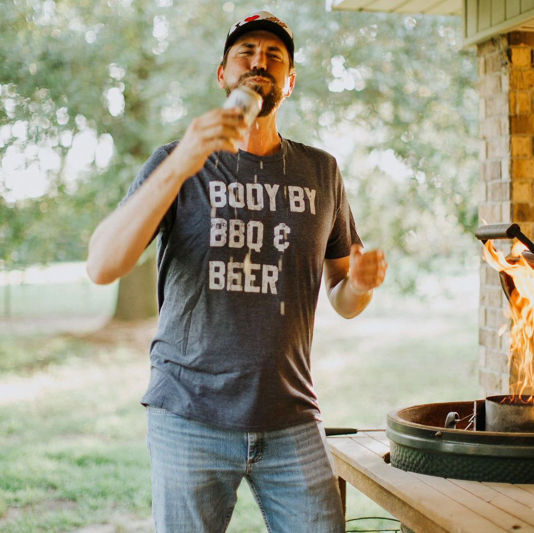 Body By BBQ and Beer Shirt (Navy), Father&