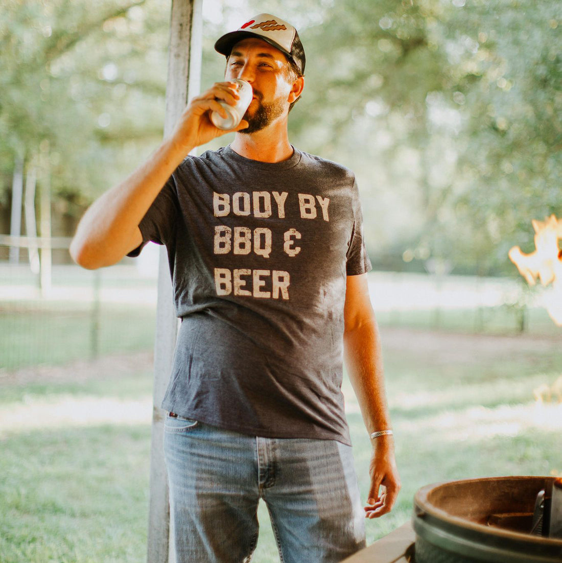 Body By BBQ and Beer Shirt (Navy), Father&