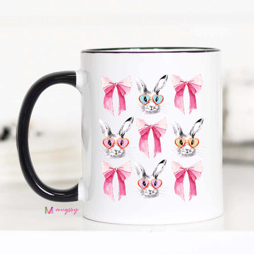 Bunnies and Bow Coquette Coffee Mug, Easter – Funny Coffee Mug