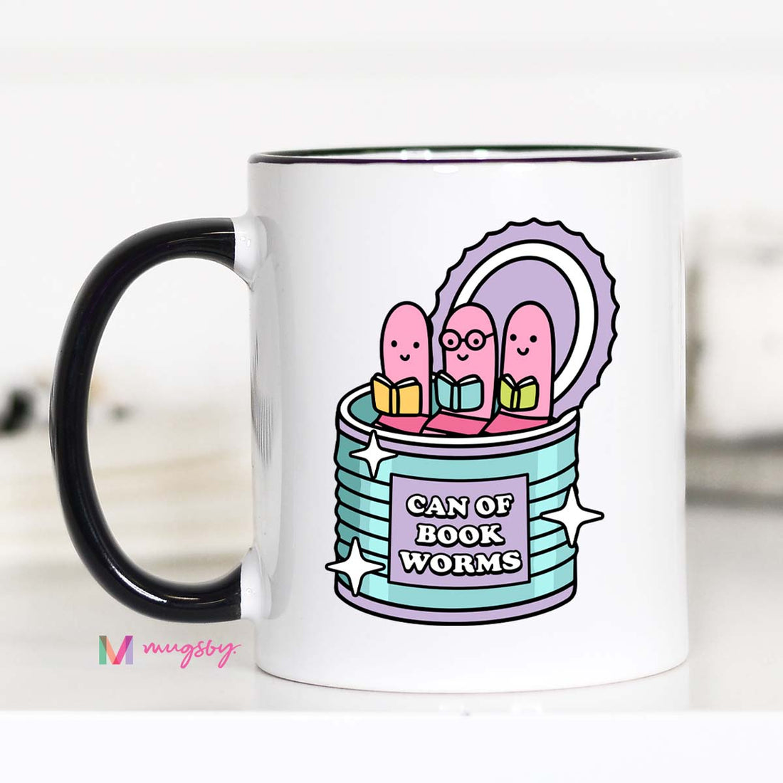 Can of Book Worms Funny Reader Coffee Mug | Book Lover Gift