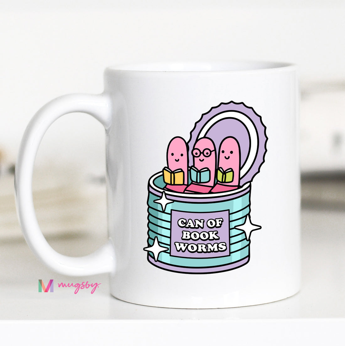 Can of Book Worms Funny Reader Coffee Mug | Book Lover Gift