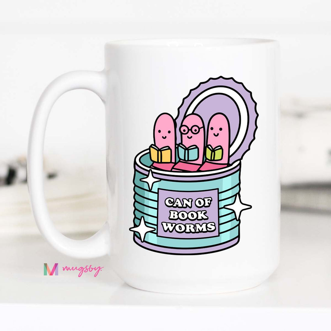 Can of Book Worms Funny Reader Coffee Mug | Book Lover Gift
