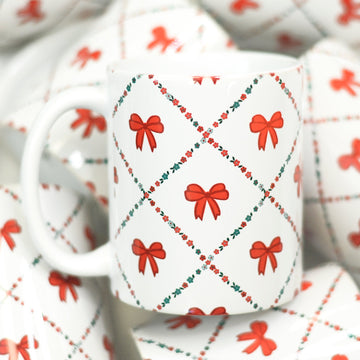 Christmas Bow Lattice Ceramic Mug