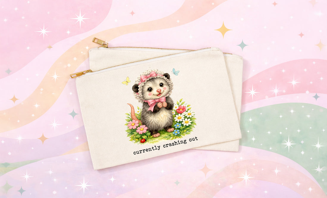 Funny Possum Makeup Bag | Currently Crashing Out Cosmetic Pouch