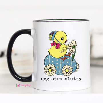 Eggstra Slutty Easter Mug – Funny Naughty Bunny Coffee Cup