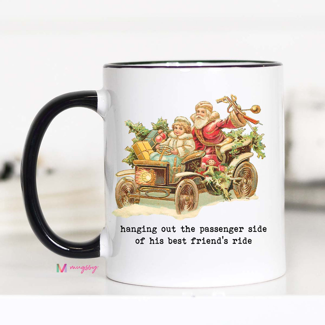 Hanging Out the Passenger Side Christmas Mug