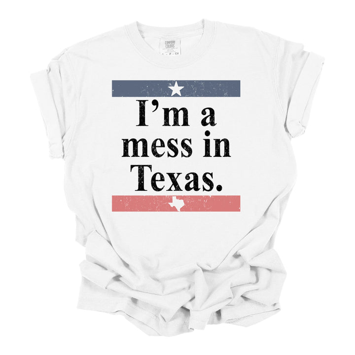 Mess in Texas White Tee