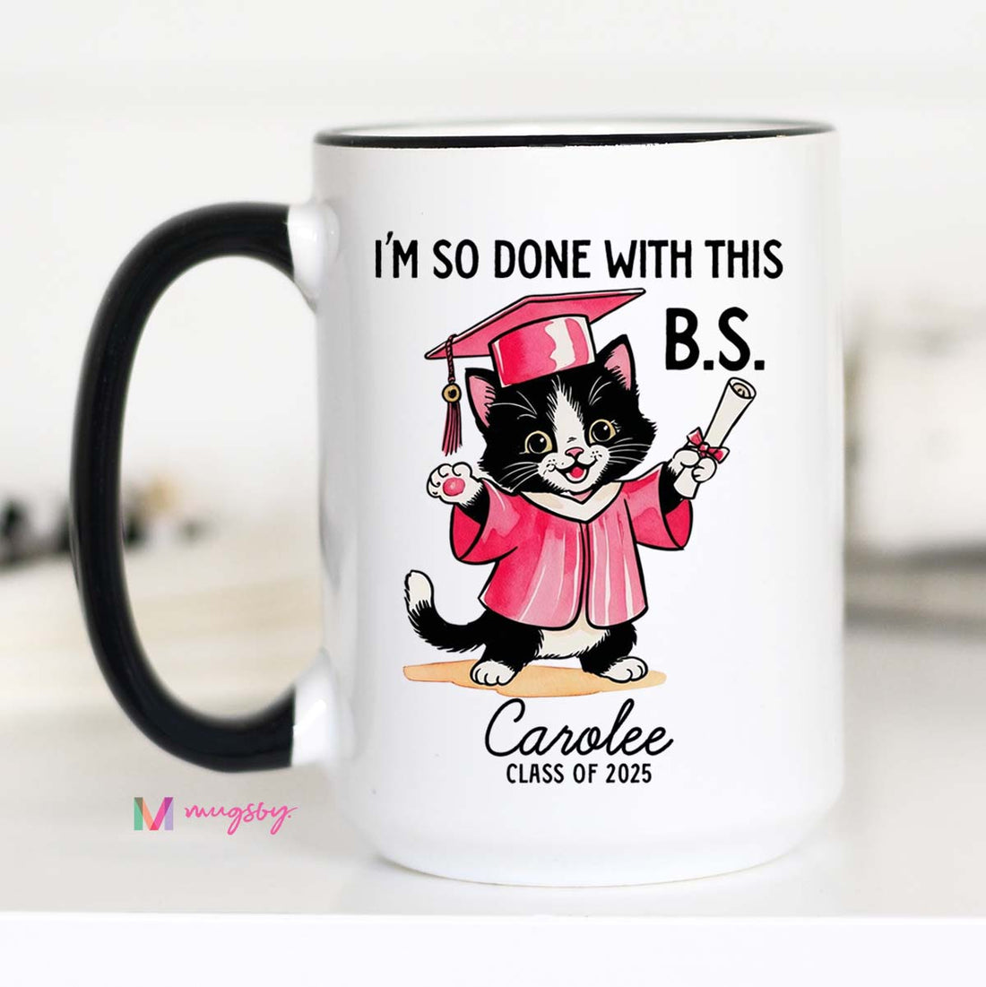 Ceramic mug that says &