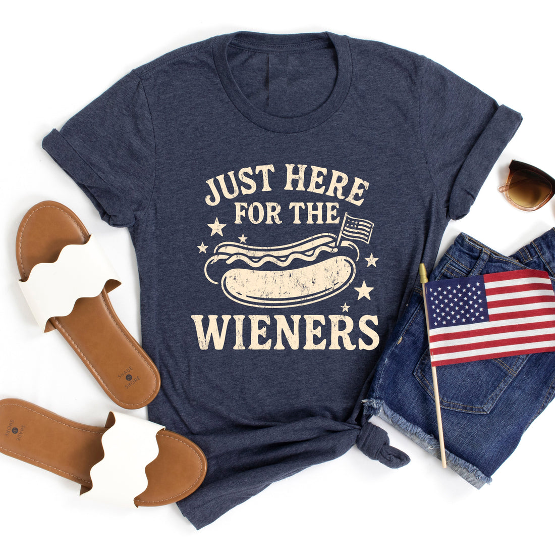 Just Here for the Wieners 4th of July Tee