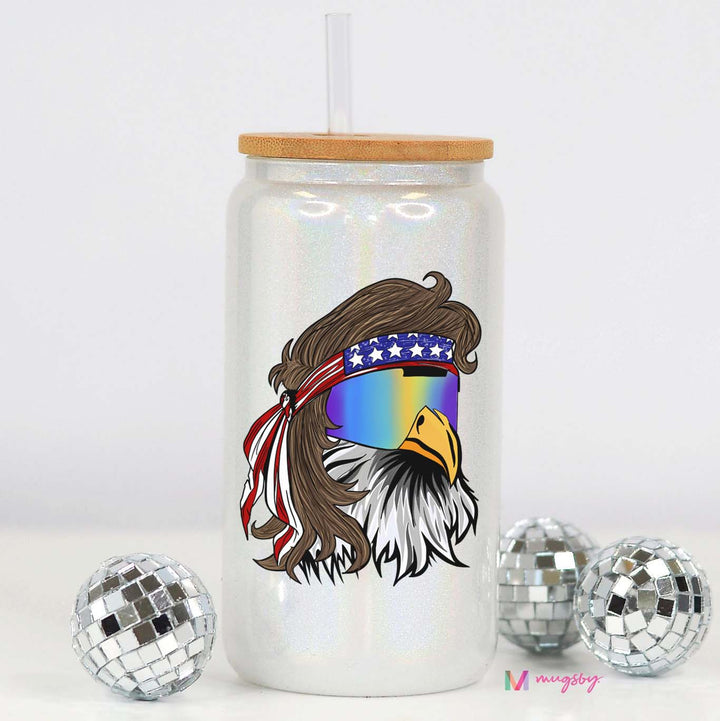 mullet eagle glitter glass