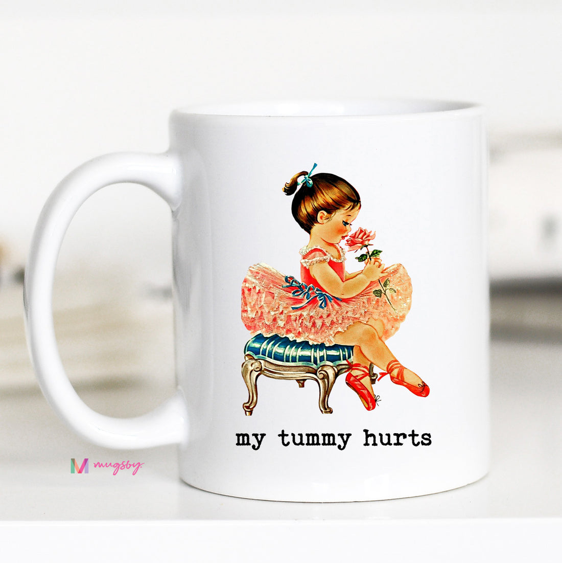 Funny Tummy Hurts Coffee Mug | Cute Anxiety Humor Mug