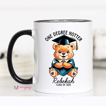 Ceramic mug that says 'One Degree Hotter' – funny personalized graduation gift mug