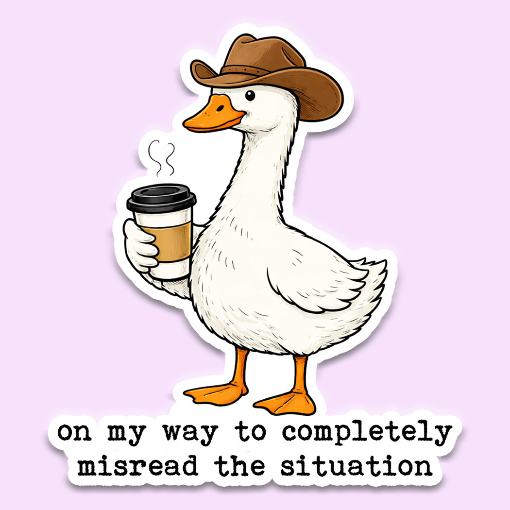 funny goose sticker cowboy hat cute animal sarcastic meme waterproof vinyl