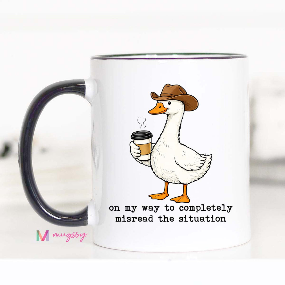 Funny Goose Coffee Mug Cute Cowboy Animal Mug Sarcastic Humor Gift
