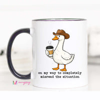 Funny Goose Coffee Mug Cute Cowboy Animal Mug Sarcastic Humor Gift