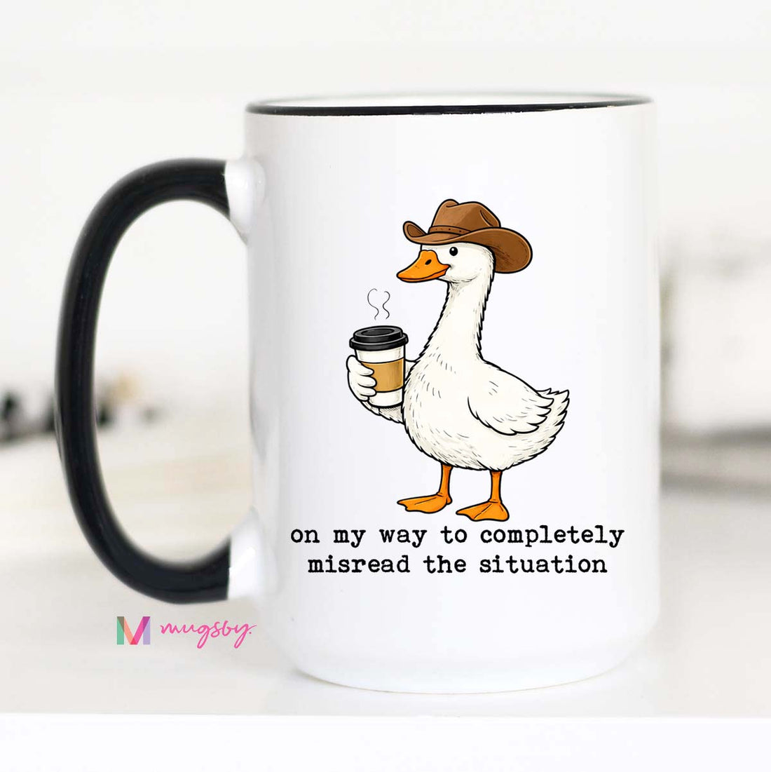 Funny Goose Coffee Mug Cute Cowboy Animal Mug Sarcastic Humor Gift