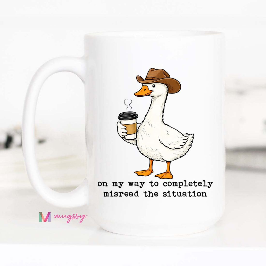 Funny Goose Coffee Mug Cute Cowboy Animal Mug Sarcastic Humor Gift