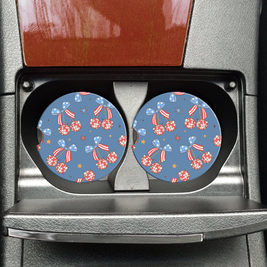 Patriotic Sandstone Car Coasters Set of 2 Absorbent Cup Holders