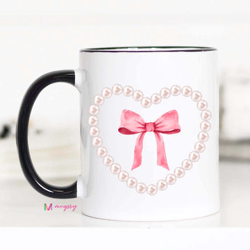 Pearls and Bow Coquette Coffee Mug