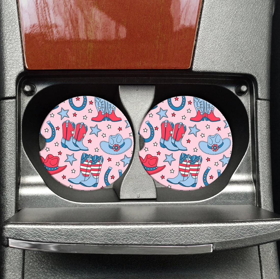Patriotic Sandstone Car Coasters Set of 2 Absorbent Cup Holders