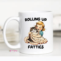 Rolling Up Fatties Funny Fat Cat Coffee Mug