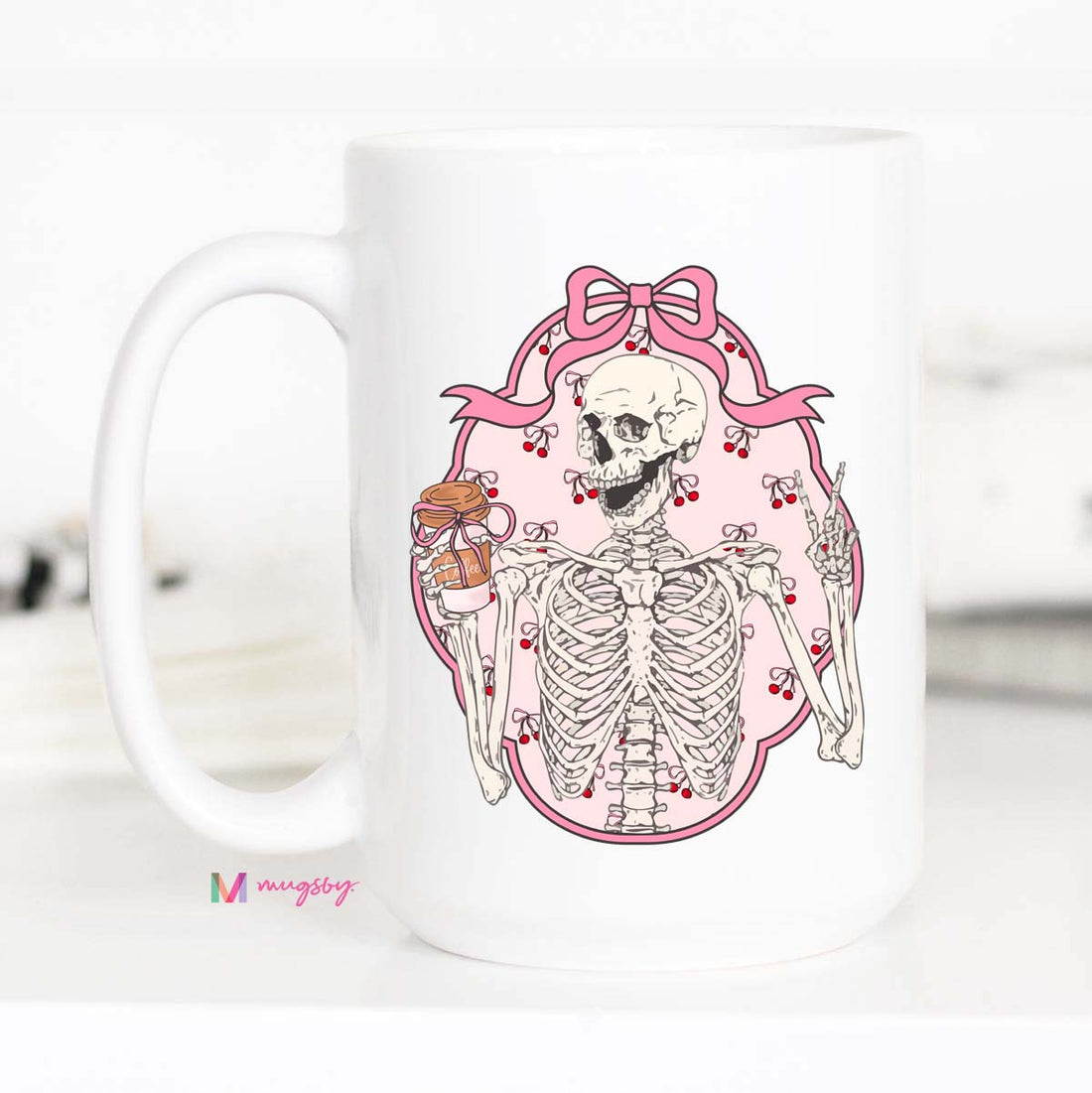 All White Skeleton Coquette Mug