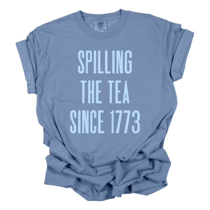 Spilling the Tea dusty blue