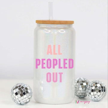 All Peopled Out Shimmer Glass for Iced Beverages including coffee
